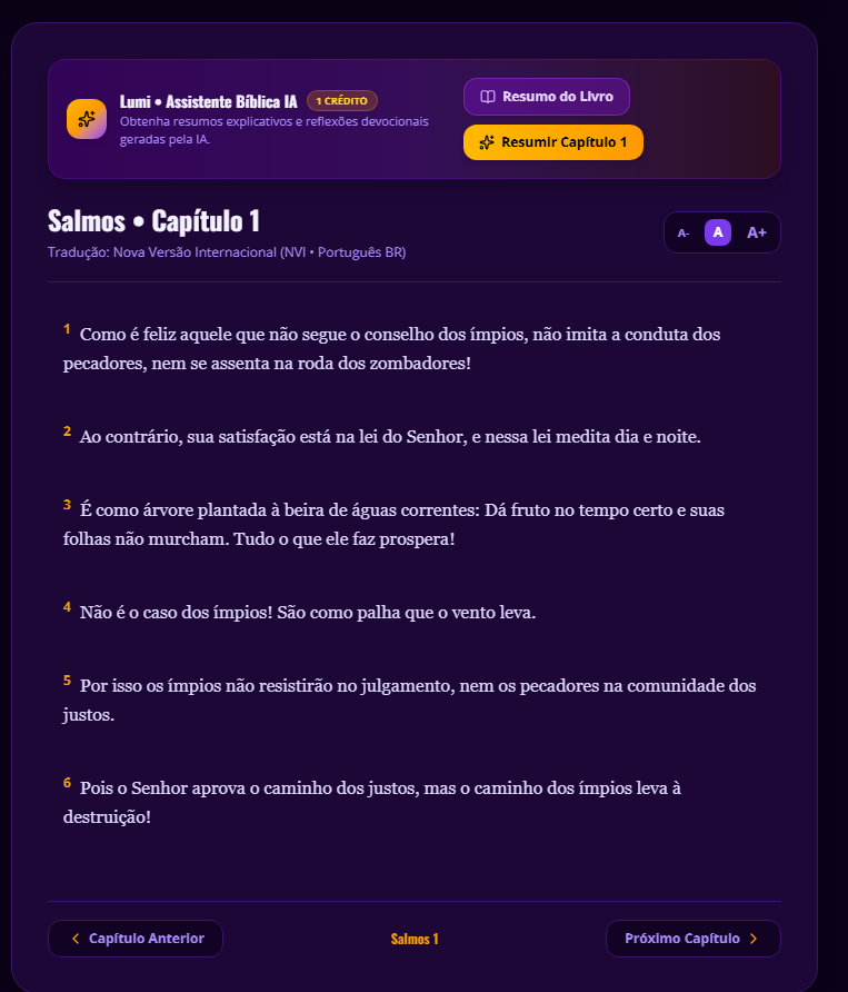 Bíblia Narrada no aplicativo